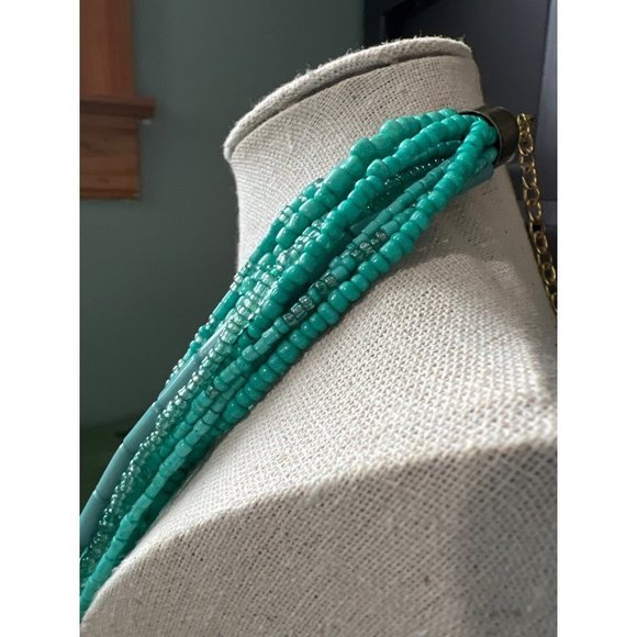Teal Glass Seed Bead Multi-Strand Necklace -- 18" -- NWOTS - Picture 8 of 8